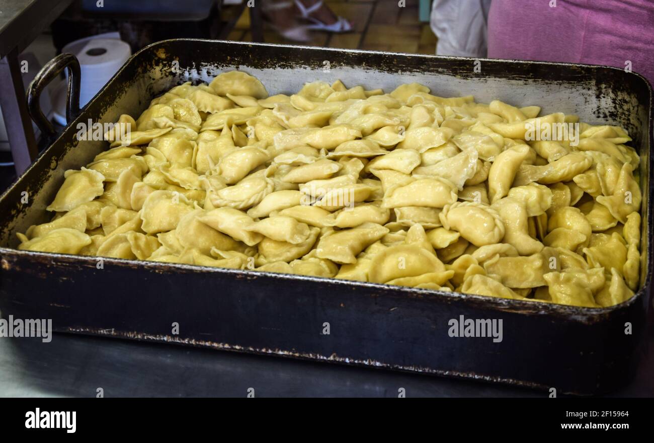 Raw ravioli with potato and cheese Stock Photo - Alamy