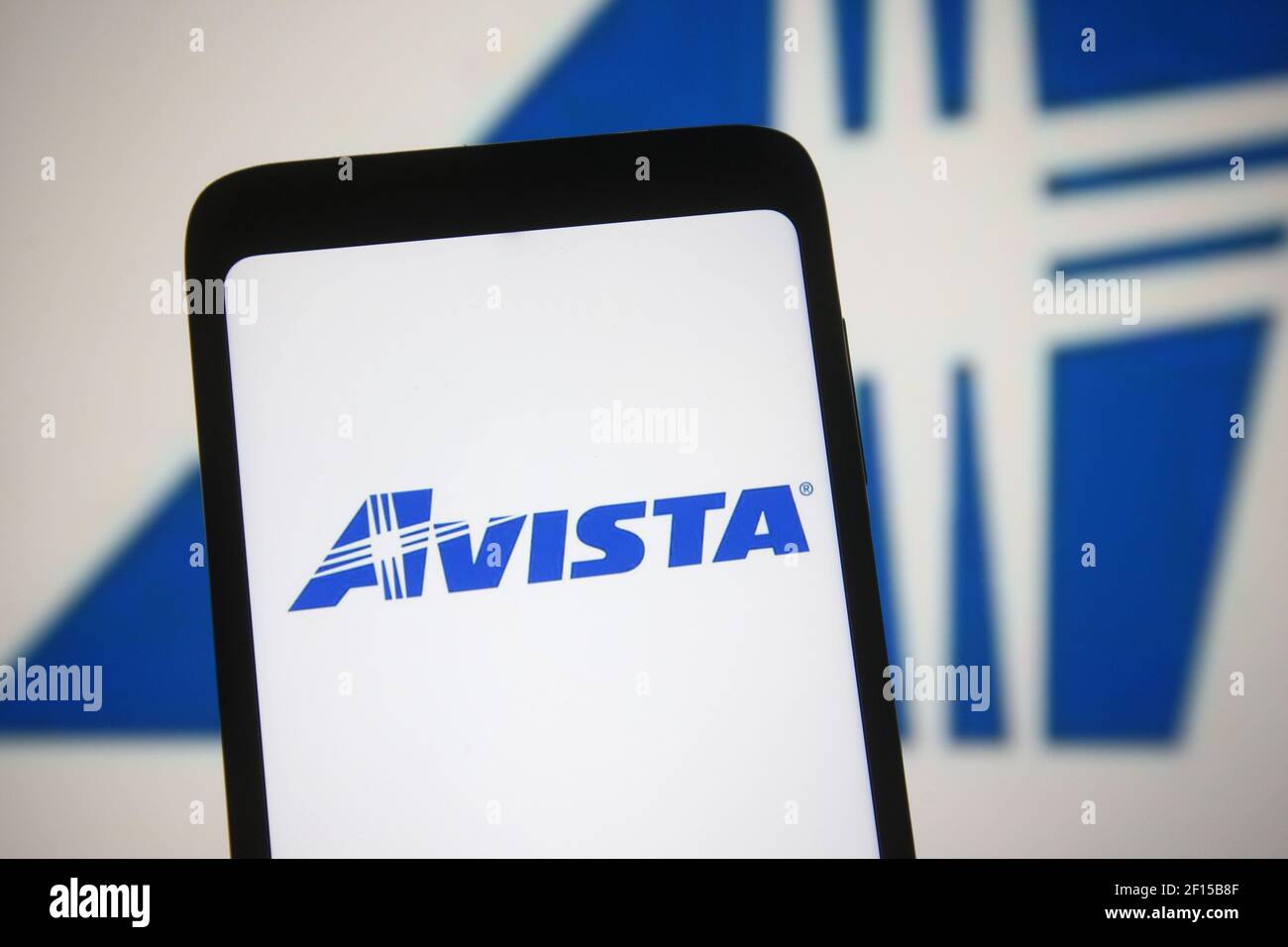 In this photo illustration an Avista logo of US energy company is seen