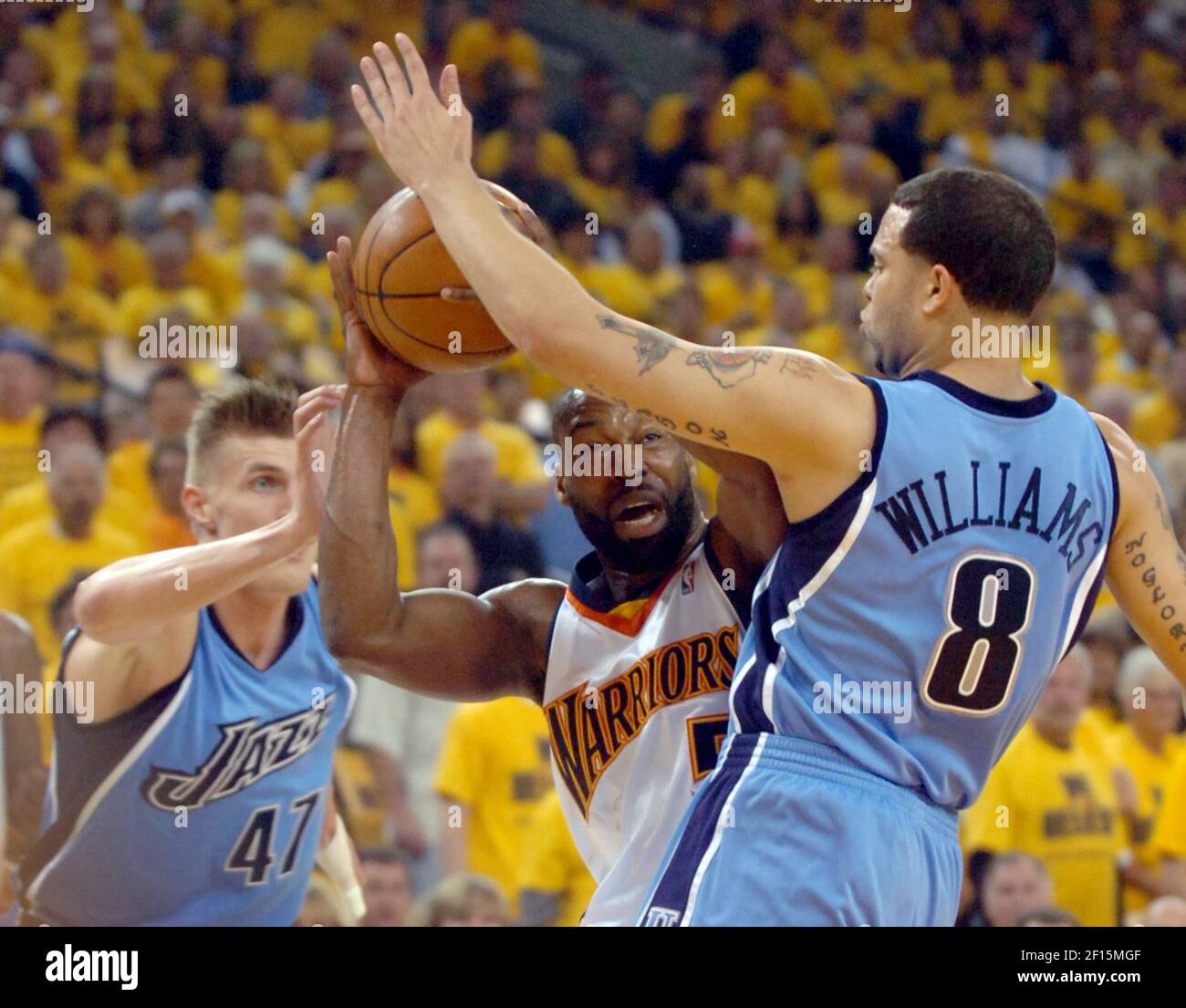 Utah Jazz s Andrei Kirilenko and Deron Williams guard Golden State