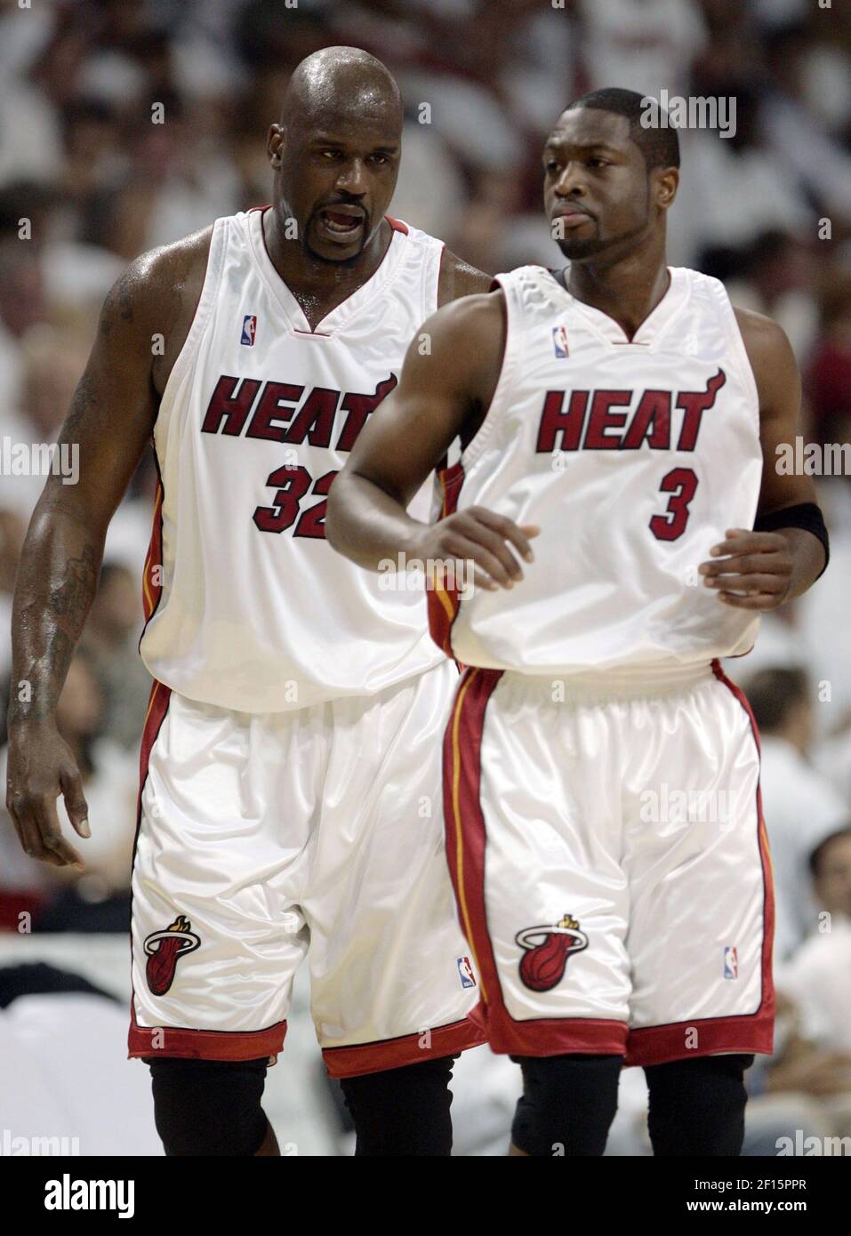 Shaquille O'Neal & Dwayne Wade Signed Heat 3x NBA Championships Trophy  BAS