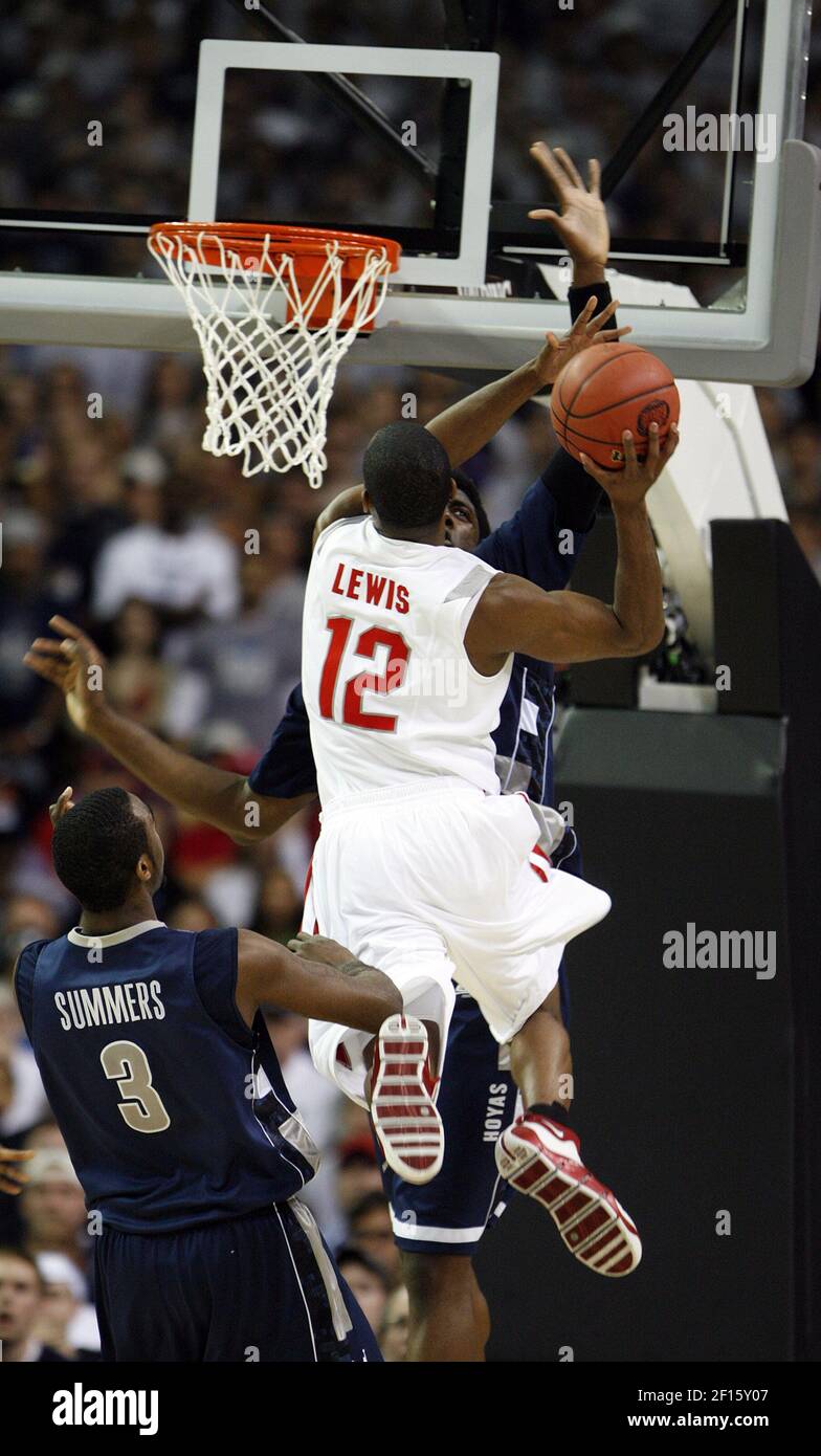 Ohio State guard Ron Lewis drives past Florida forward Joakim Noah during  the men's championship basketball game at the Final Four in the Georgia  Dome in Atlanta Monday, April 2, 2007. (AP