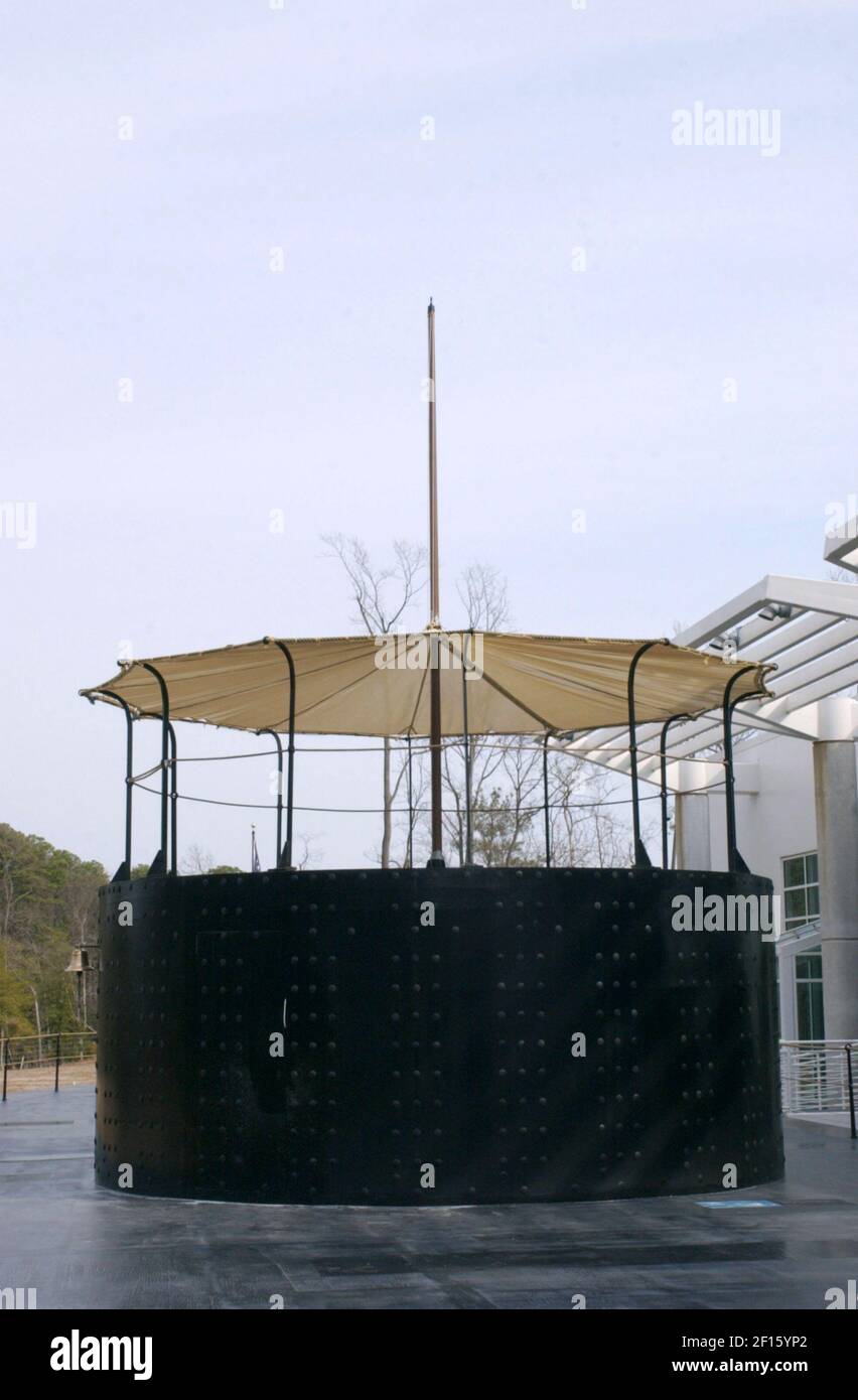 A view of the turret on a full-size reproduction of the USS Monitor at the new USS Monitor Center at The Mariners' Museum in Newport News, Virginia. (Photo by Chuck Myers/MCT/Sipa USA) Stock Photo