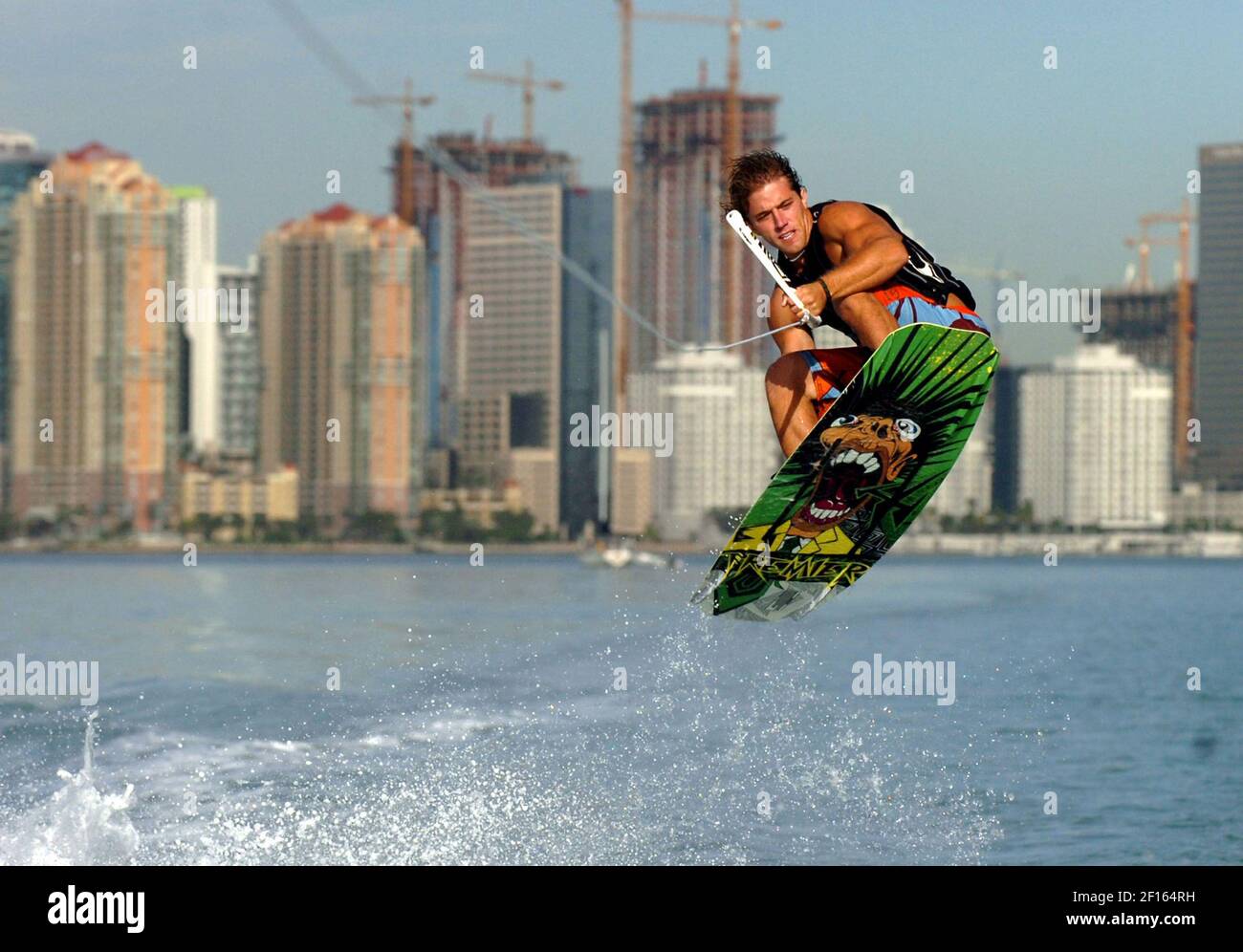 Marcos Moran, owner of Gator Bait Wakeboard School, demonstrates the art of  wakeboarding in Key Biscayne, Florida, January 7, 2007. (Photo by Walter  Michot/Miami Herald/MCT/Sipa USA Stock Photo - Alamy