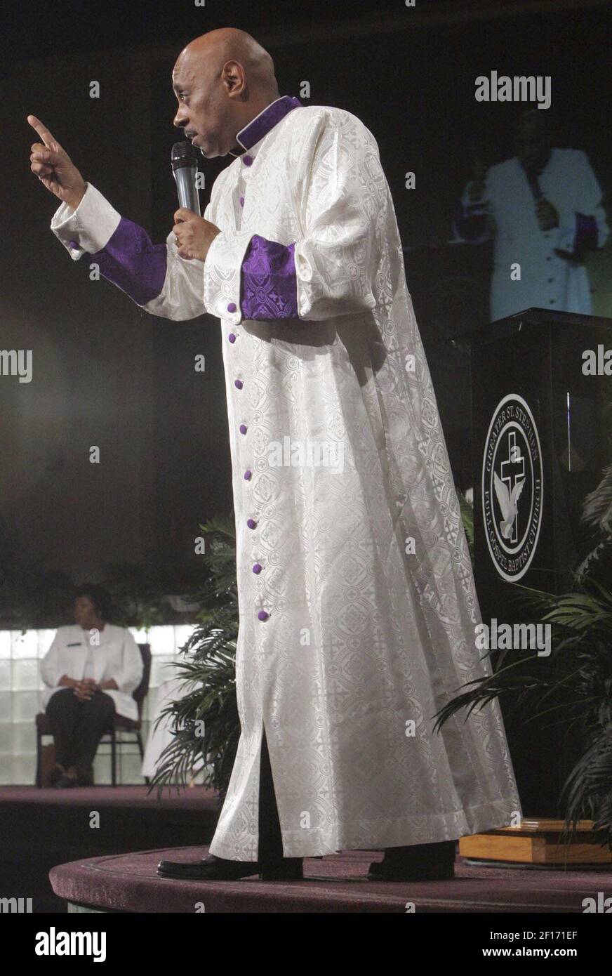 Paul S. Morton Sr. delivers a message during service at Greater