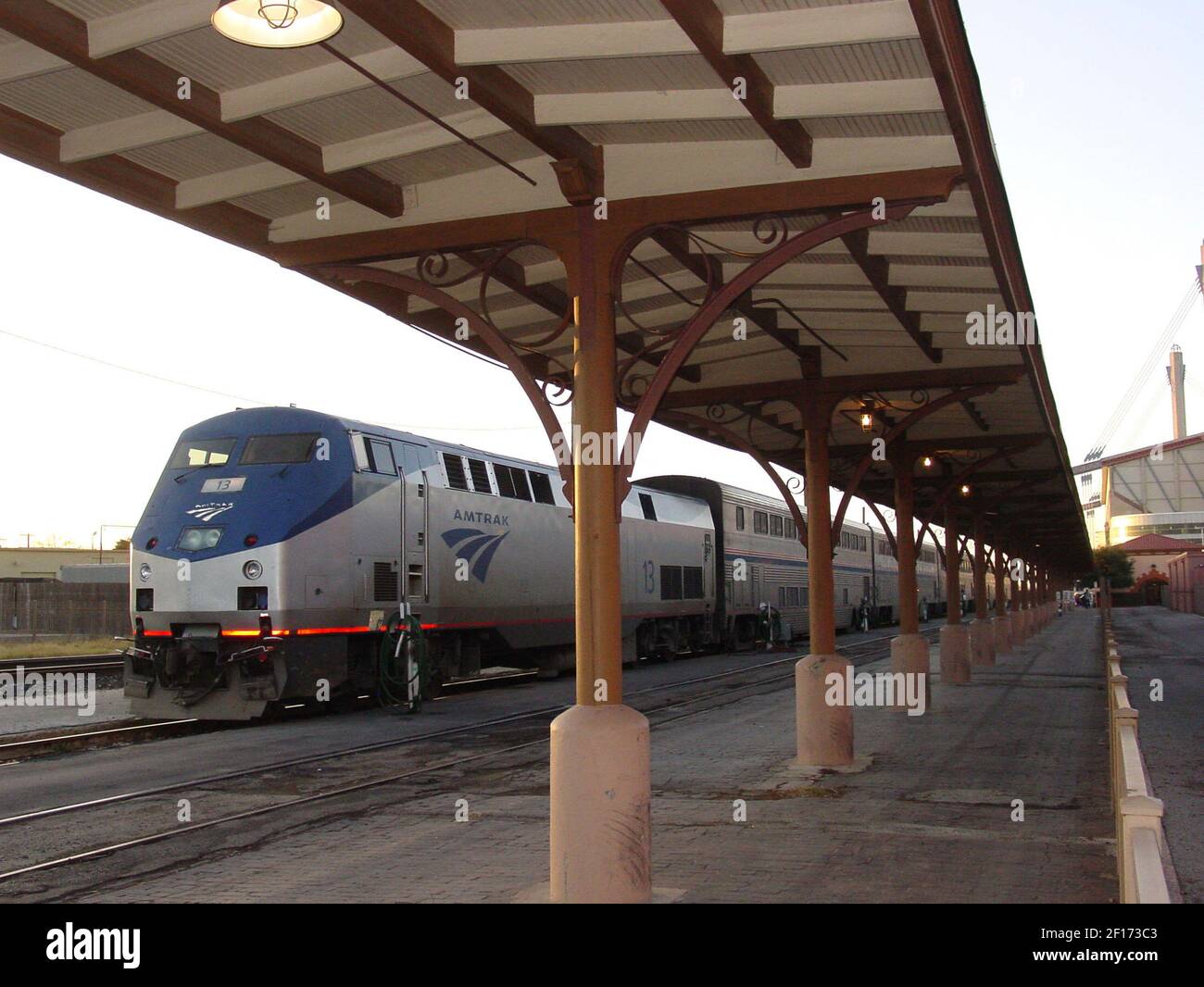 Amtrak's Texas Eagle train waits to depart the station in San Antonio