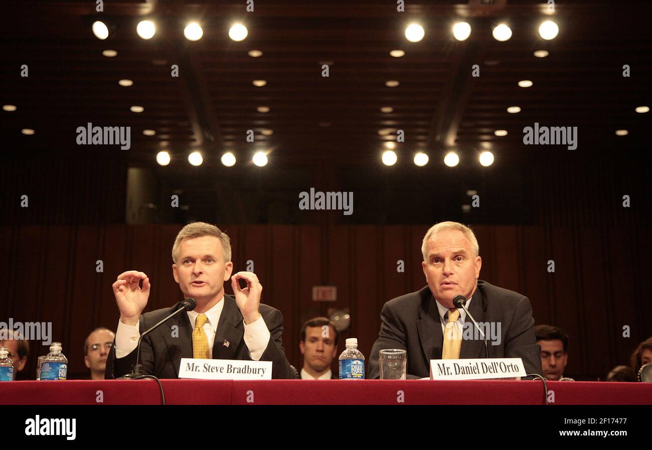 Steve Bradbury Left Acting Assistant Attorney General And Daniel Dell Orto Right U S Defense Department Principal Deputy General Counsel Listen To Questions At A Senate Judiciary Committee Hearing About The Hamdan Vs Rumsfeld