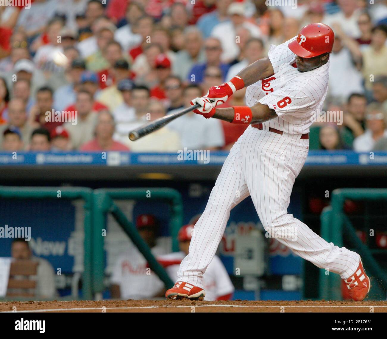 Philadelphia Phillies' Ryan Howard hits a three-run home run in the first  inning off a pitch from New York Yankees' Mike Mussina at Citizens Bank  Park in Philadelphia, Pennsylvania, on Tuesday, June