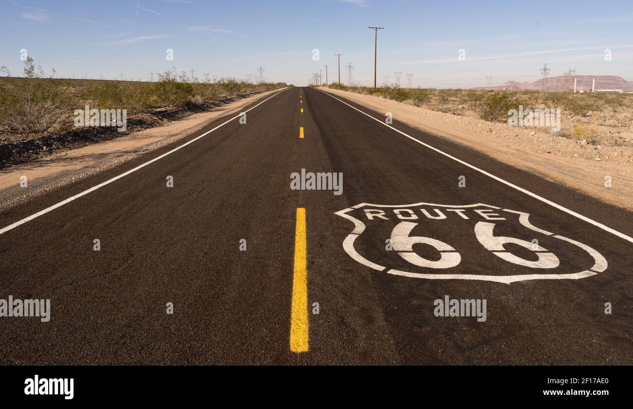 Rural Route 66 Two Lane Historic Highway Cracked Asphalt Stock Photo - Alamy