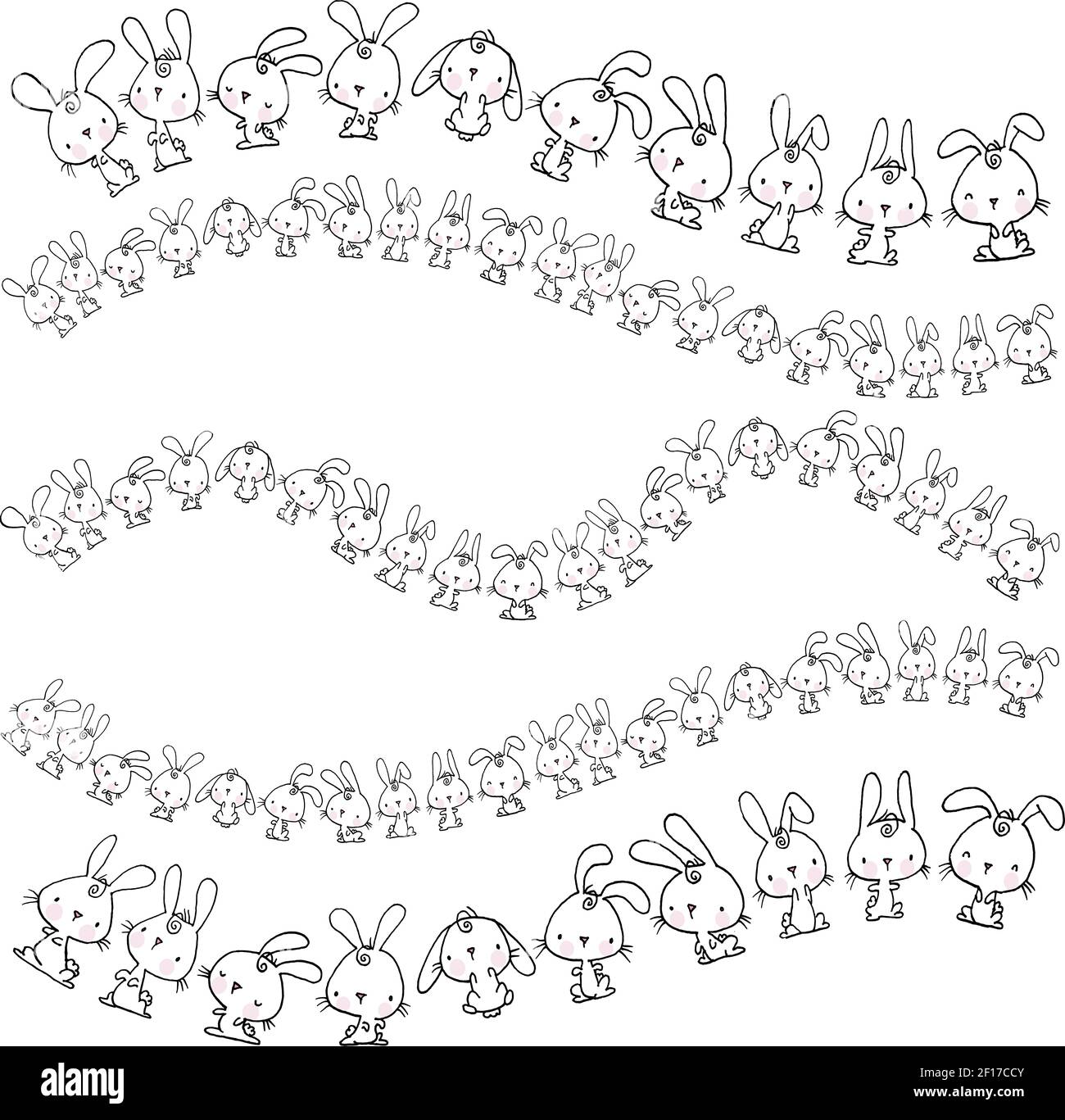 Vector cartoon rabbit action set backgorund Stock Photo - Alamy