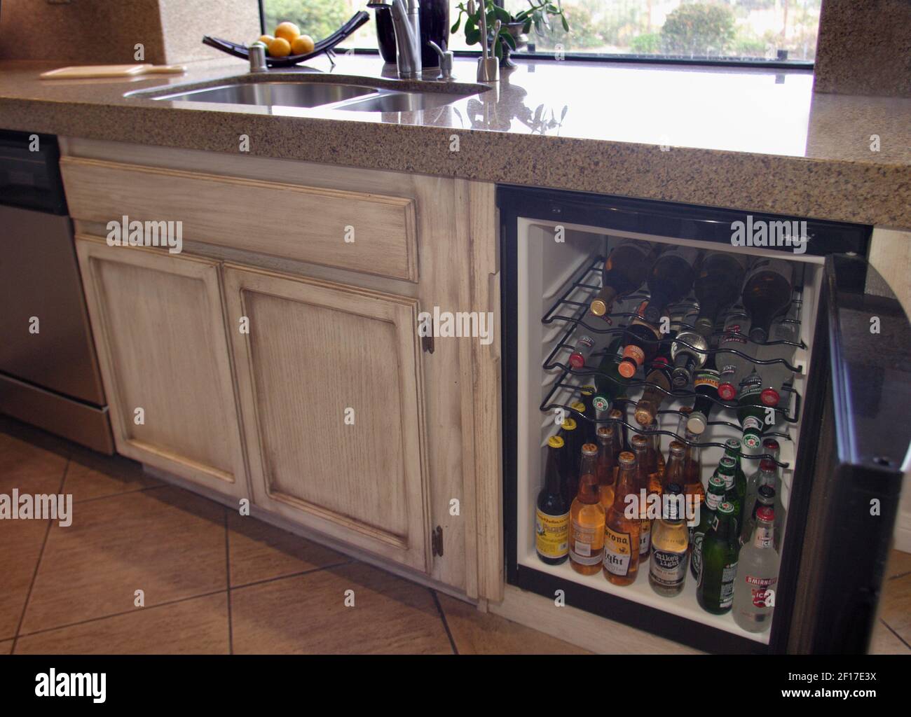 A beverage cooler fit perfectly into the existing adding a