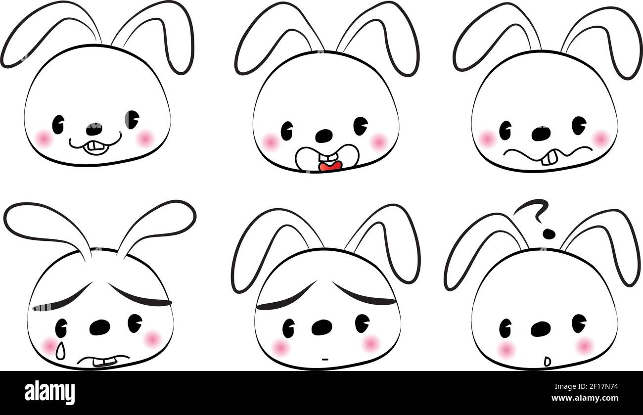 Vector cartoon rabbit emoji set Stock Photo Alamy