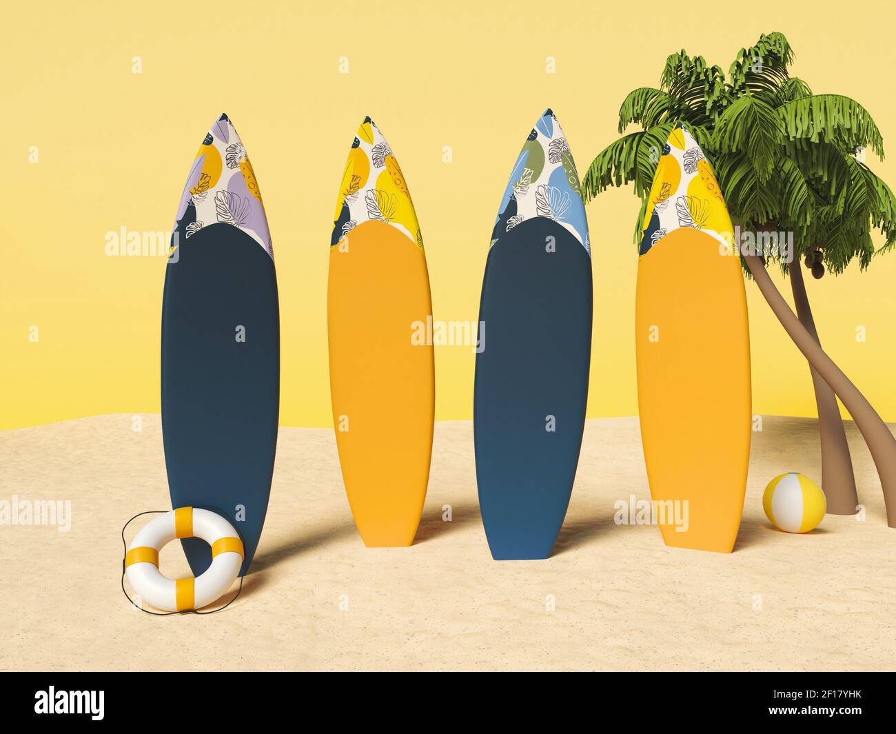 3d Surfboards on sand. Summer holidays Stock Photo Alamy