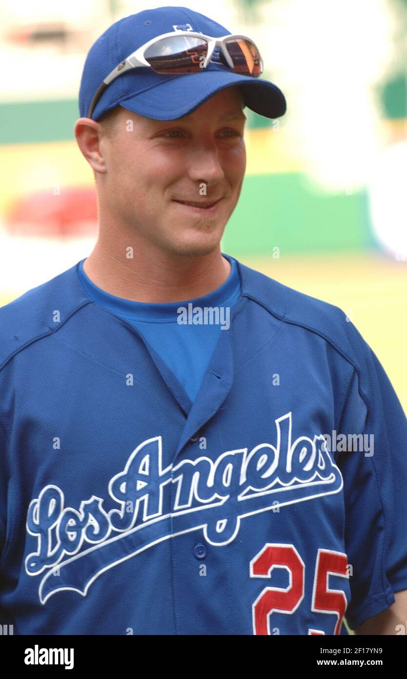 Mike Edwards of the Los Angeles Dodgers during batting practice before game  against the Arizona Diamondbacks at Dodger Stadium in Los Angeles, Calif  Stock Photo - Alamy