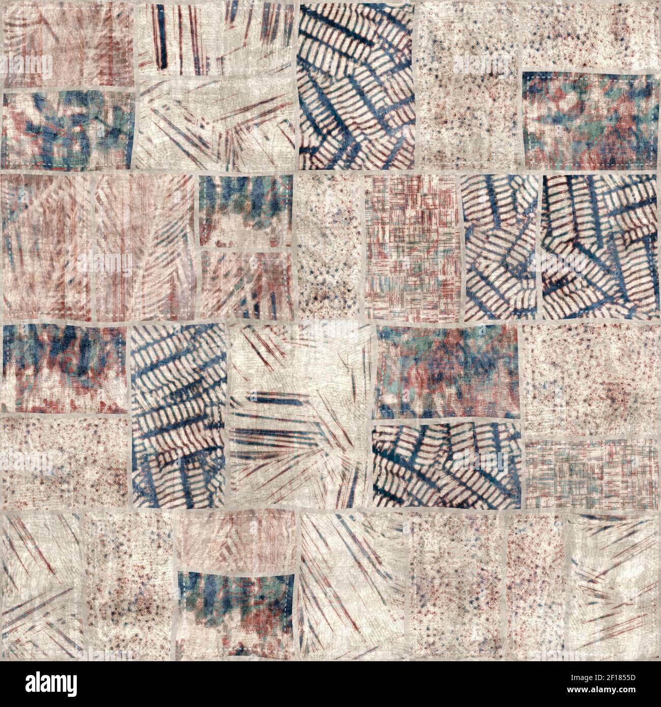 Seamless patchwork collage mix quilt pattern print Stock Photo - Alamy