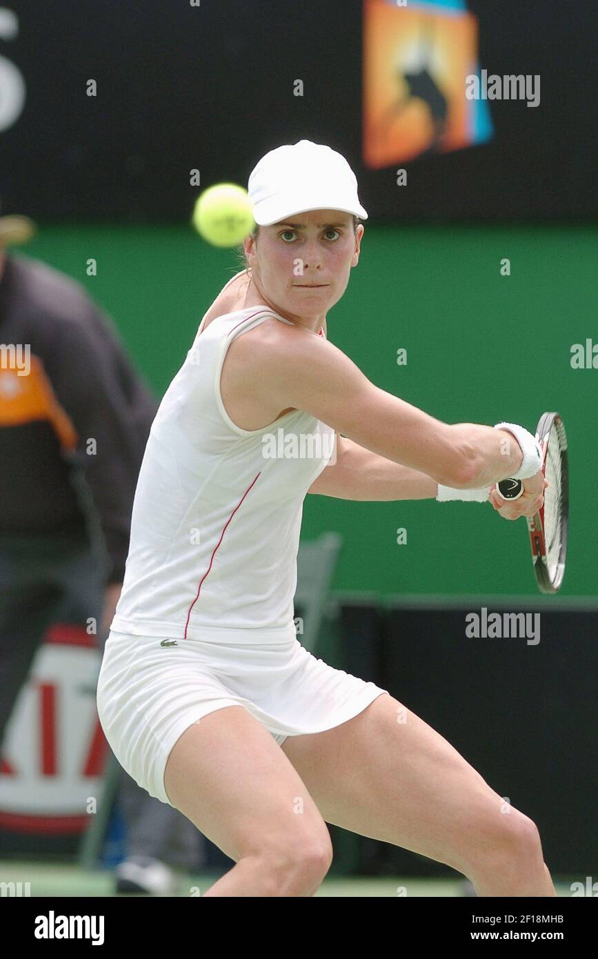 French tennis player Nathalie Dechy won 5-7, 6-1, 7-5 against Swiss player  Patty Schnyder during the 1/4 final at the Australian Tennis open in  Melbourne-Australia on January 26, 2005. Photo by Corinne