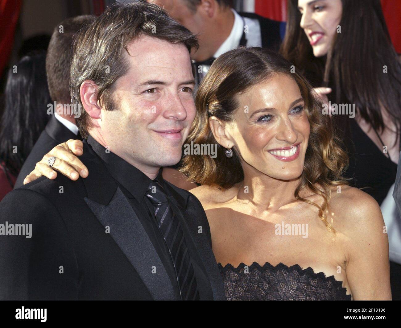 -- NO MAGS, NO SALES -- KRT ENTERTAINMENT STORY SLUGGED: TV-EMMYS KRT PHOTOGRAPH BY KEVIN SULLIVAN/ORANGE COUNTY REGISTER (L.A. TIMES OUT) (September 19) LOS ANGELES, CA -- Matthew Broderick and Sarah Jessica Parker arrive for the Emmy Awards at the Shrine Auditorium in Los Angeles, California, on Sunday, September 19, 2004. (Photo by cdm) 2004 Stock Photo