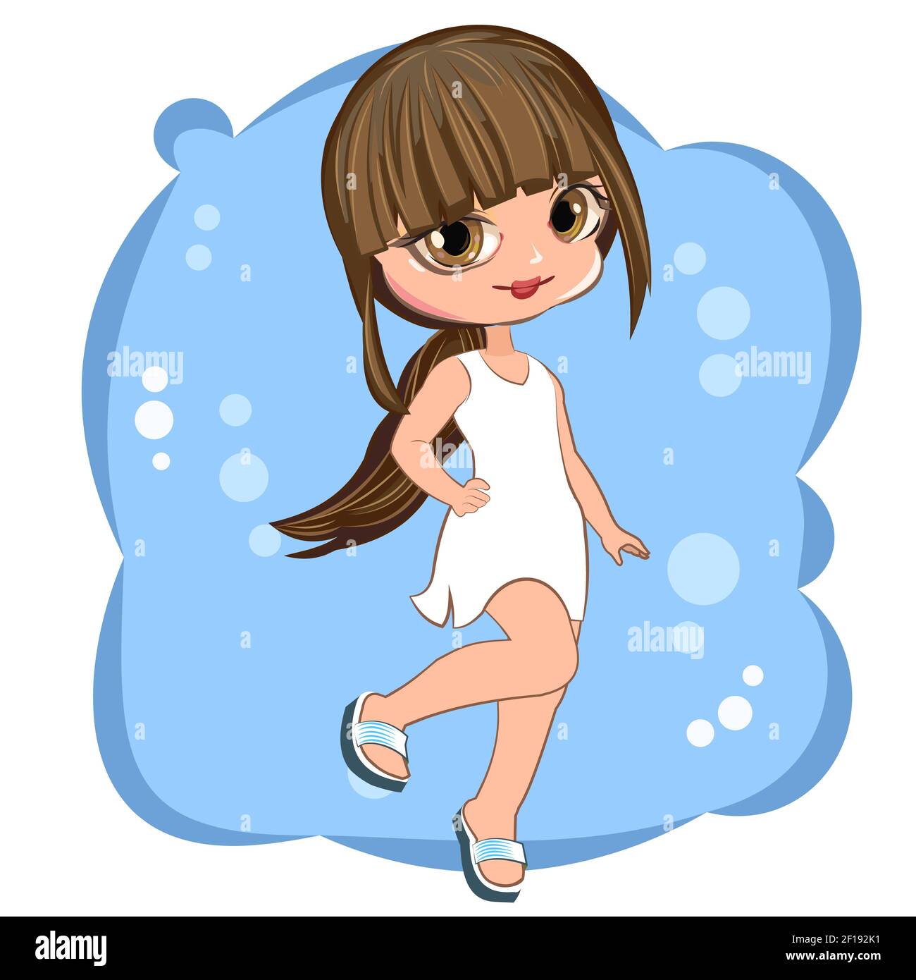 Cartoon pretty girl long hair hi-res stock photography and images - Alamy