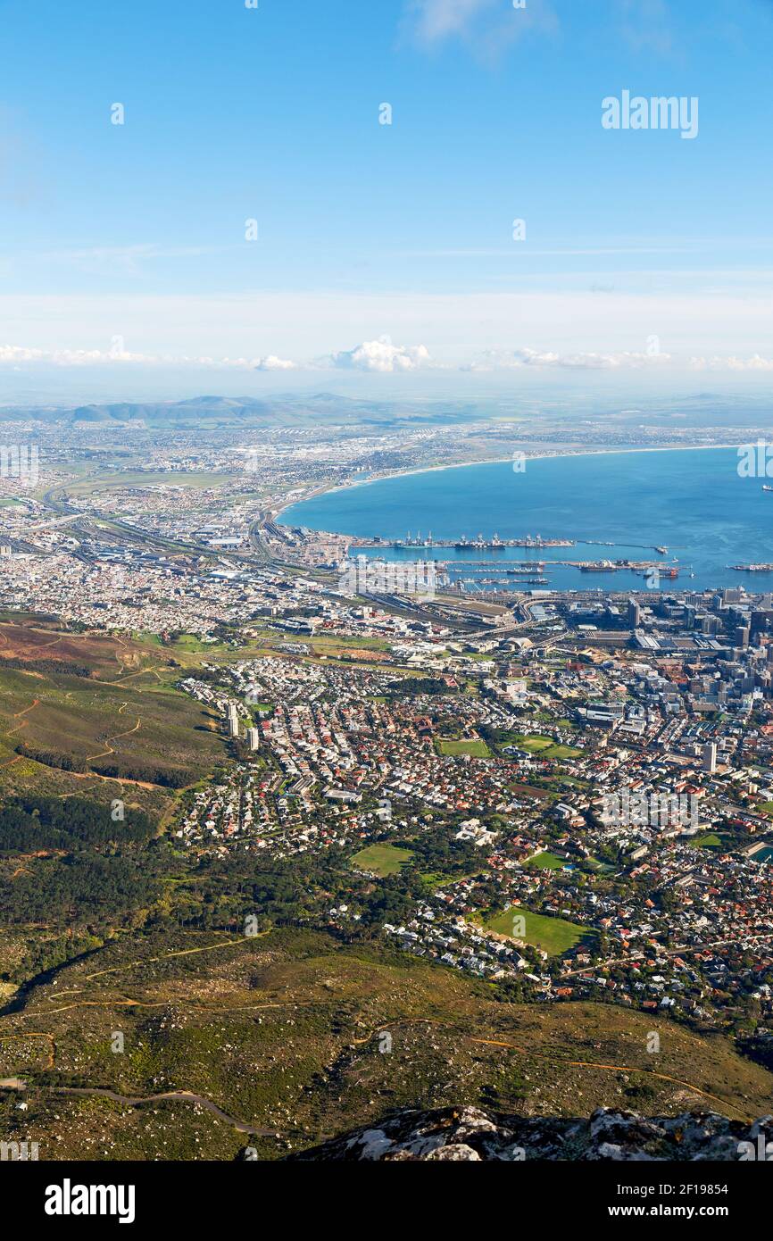 In south africa cape town city skyline from table mountain Stock Photo ...