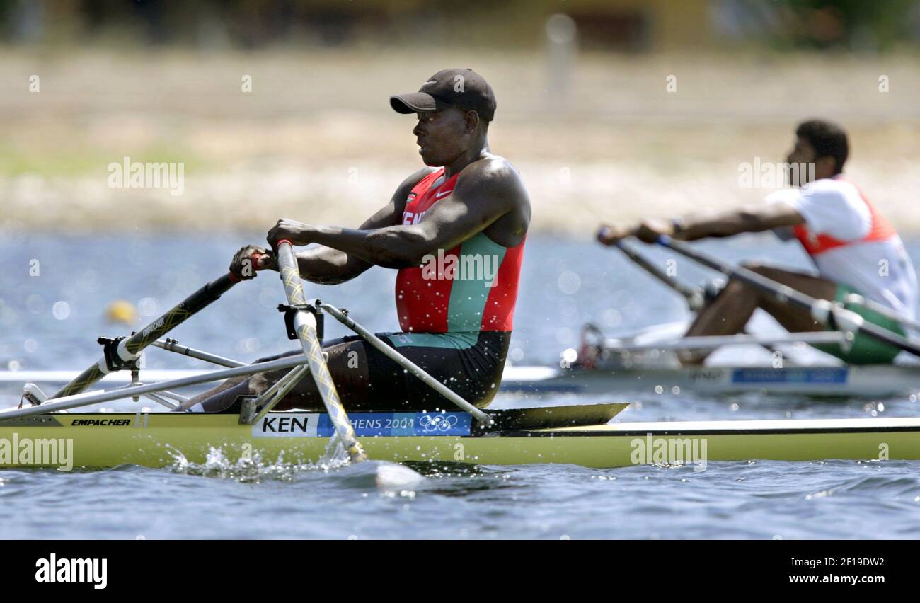 KRT SPORTS STORY SLUGGED: OLY-ROWING KRT PHOTO BY DAVID EULITT/KANSAS CITY  STAR (August 19) ATHENS, GREECE -- Ibrahim Githaiga of Kenya competes in  the men's single scull on Thursday, August 19, 2004,