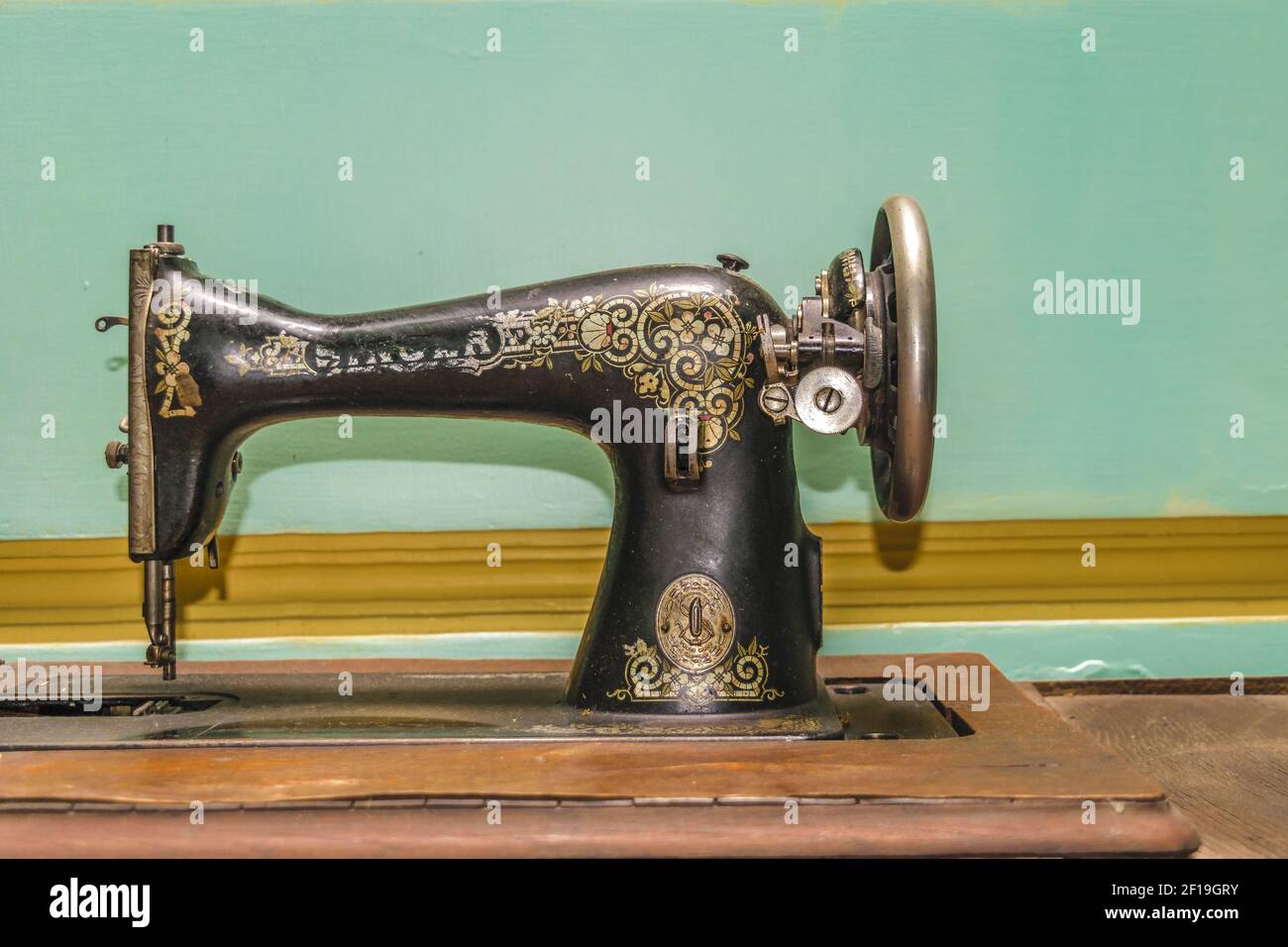 Old Vintage Sewing Machine Stock Photo