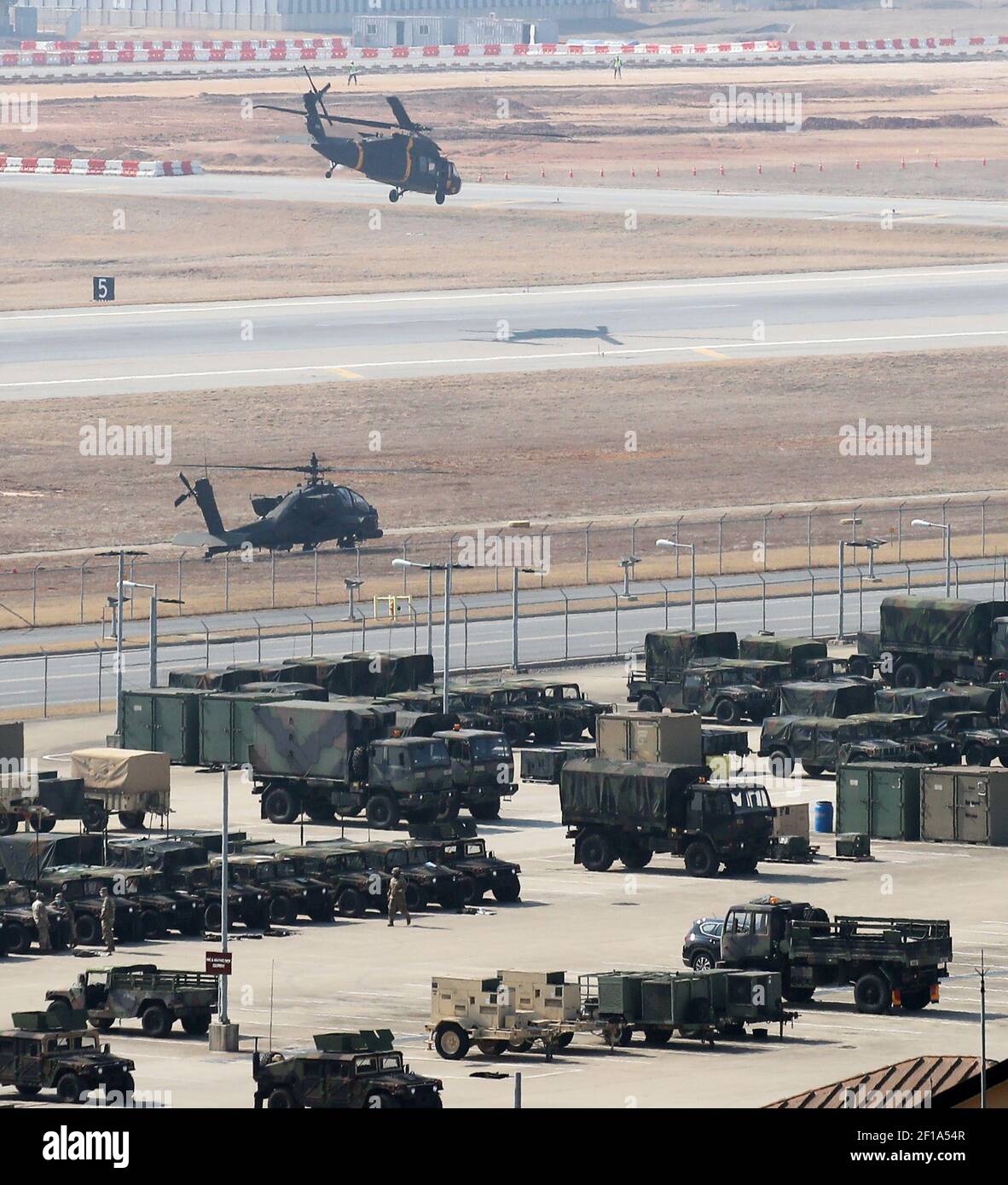 Korea-U.S. joint military drill Seen here is U.S. Army base Camp Humphreys  in Pyeongtaek, 70 km south of Seoul, on March 8, 2021, the first day of the  biannual computer-simulated Combined Command