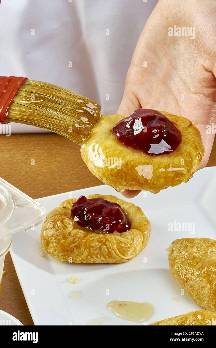 Cook brush lubricates cheesecake series full cooking food recipes Stock