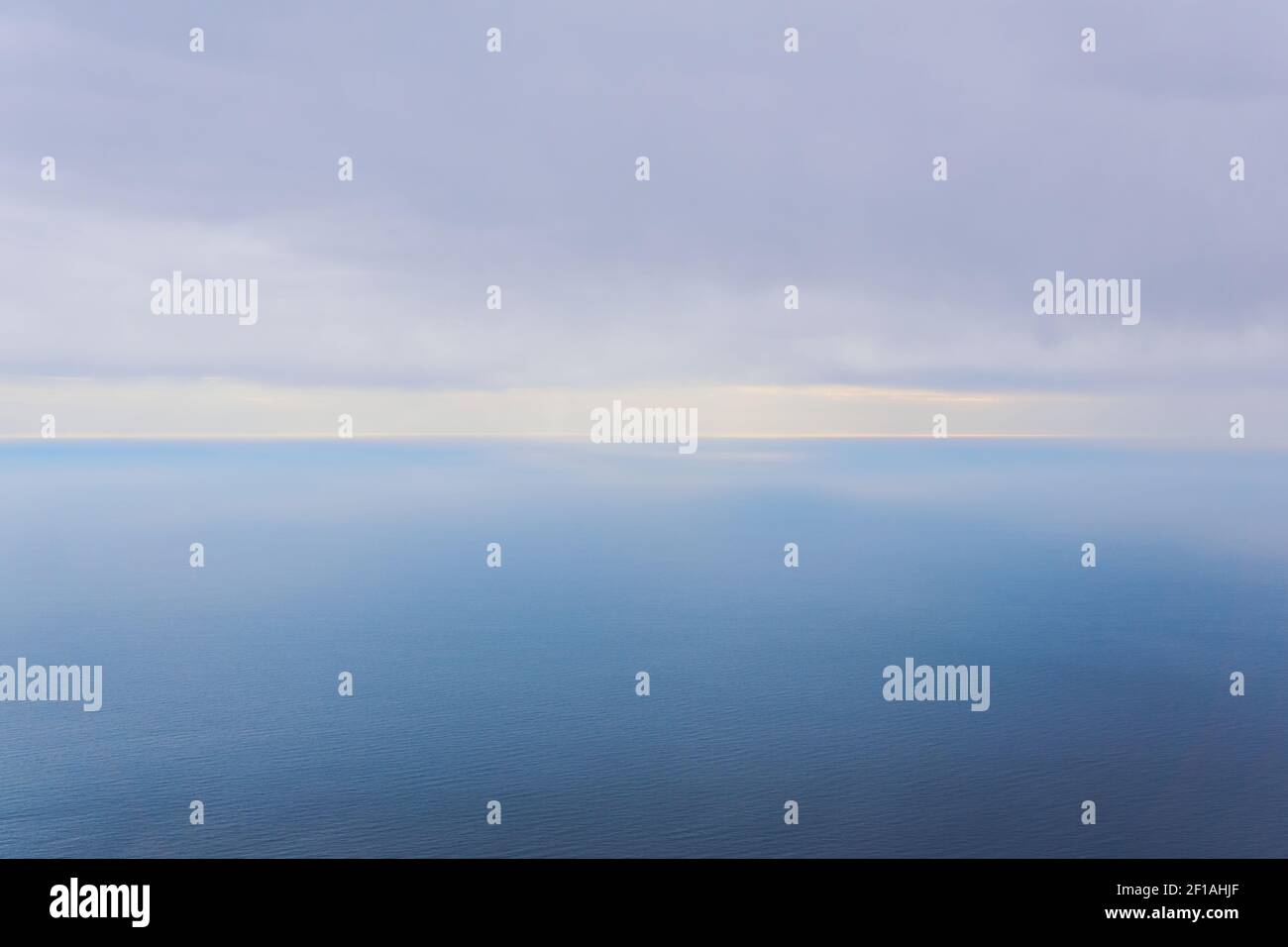 Bird's Eye View Of The Foggy Rainy Sea To The Horizon Stock Photo - Alamy