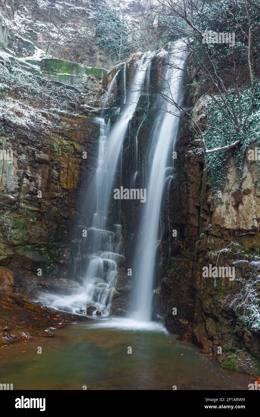 A waterfall in old Tbilisi, winter time Stock Photo