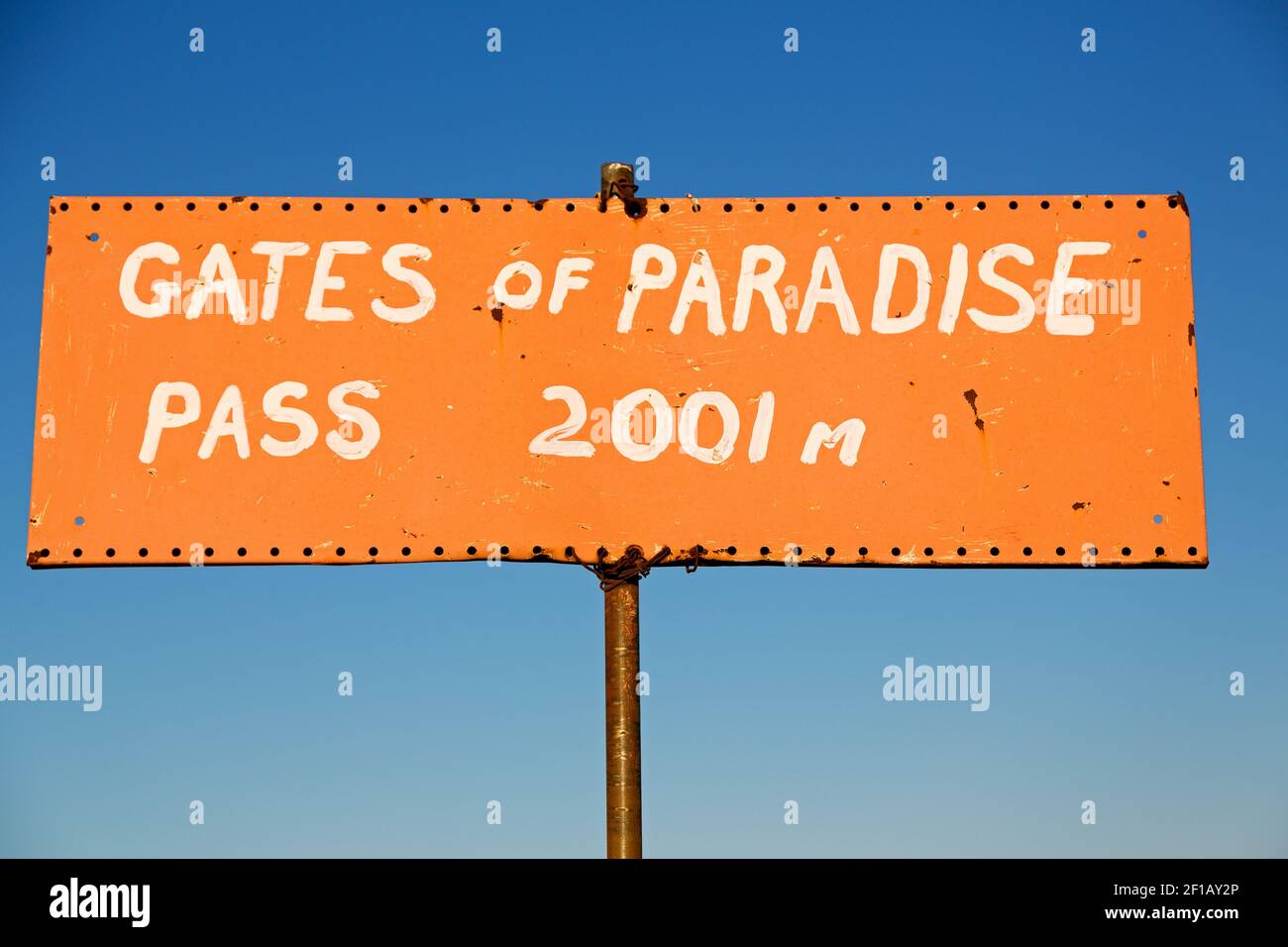 Paradise Rd Sign Lesotho pass sign hi-res stock photography and images - Alamy