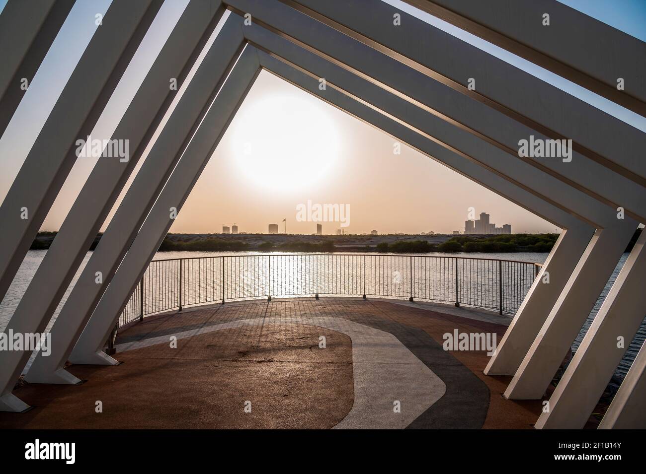 Ras al Khaimah, United Arab Emirates - January 24, 2021: New public walking and leisure area in Mannar mall by the Ras Al Khaimah corniche in the hear Stock Photo