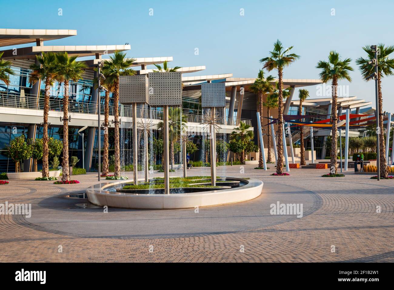 Ras al Khaimah, United Arab Emirates - January 24, 2021: New public walking and leisure area in Mannar mall by the Ras Al Khaimah corniche in the hear Stock Photo