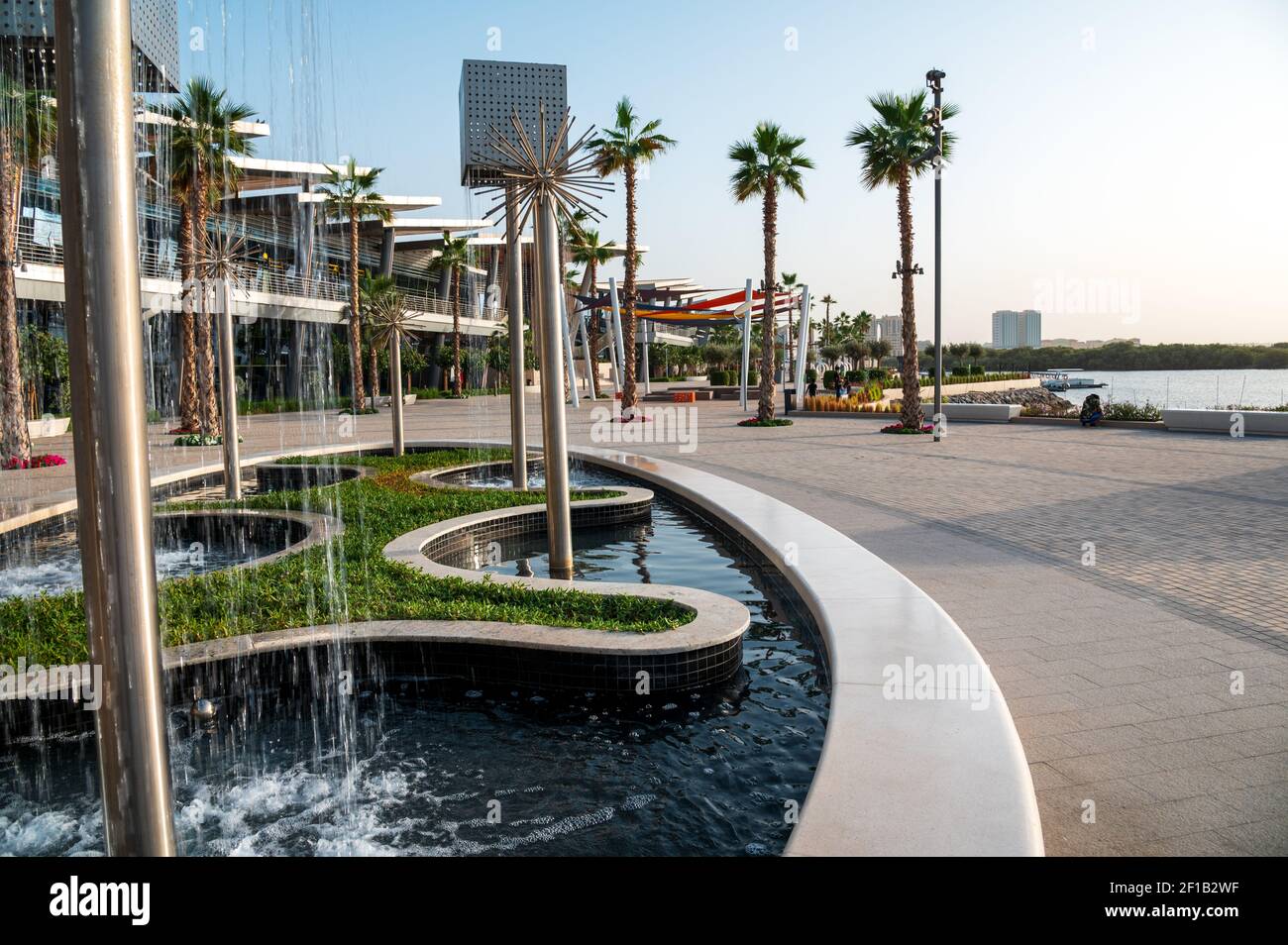 Ras al Khaimah, United Arab Emirates - January 24, 2021: New public walking and leisure area in Mannar mall by the Ras Al Khaimah corniche in the hear Stock Photo