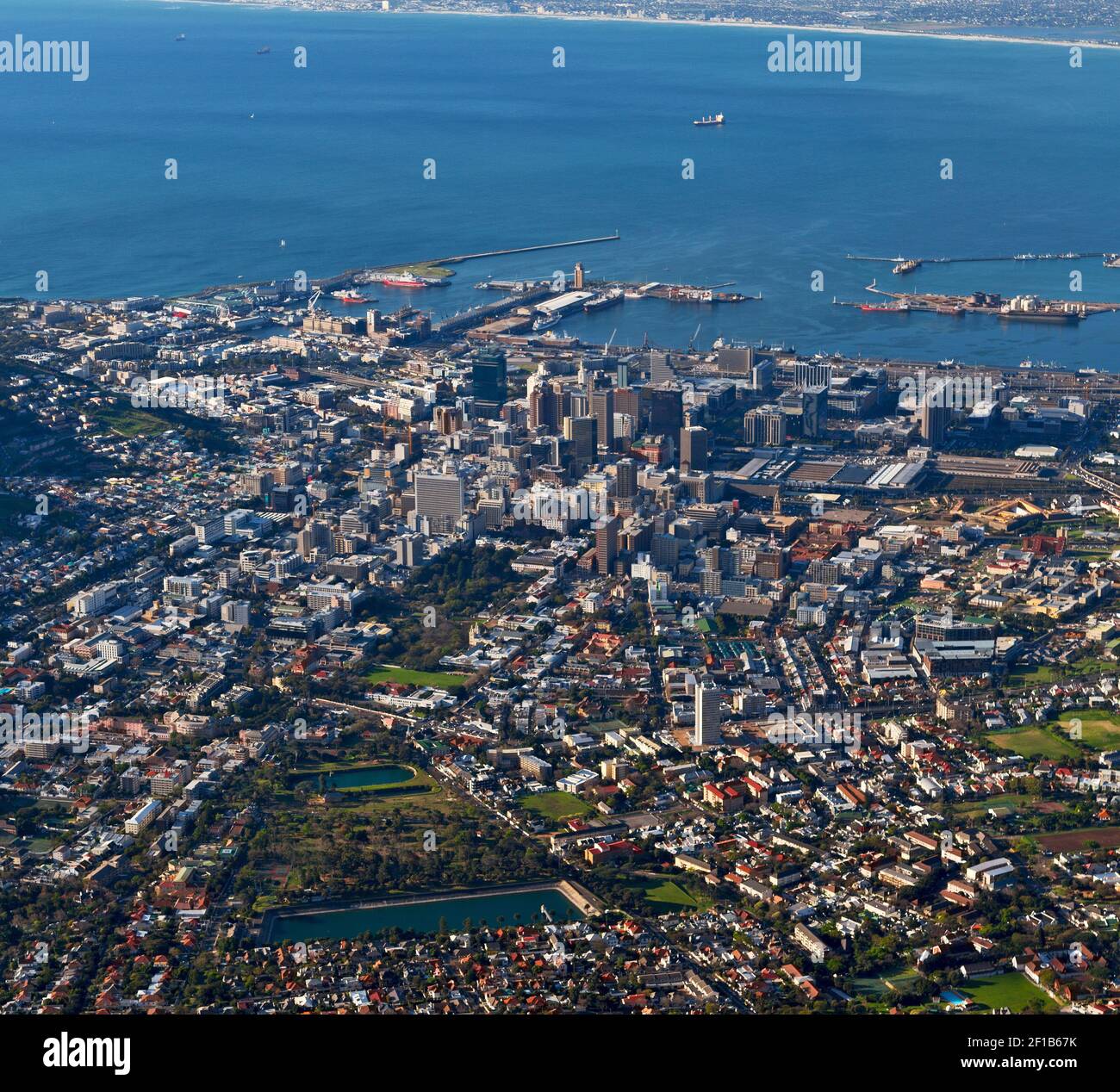 In south africa cape town city skyline from table mountain Stock Photo ...