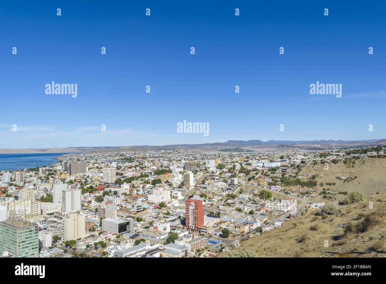 Aerial View of Comodoro Rivadavia City, Argentina Stock Photo