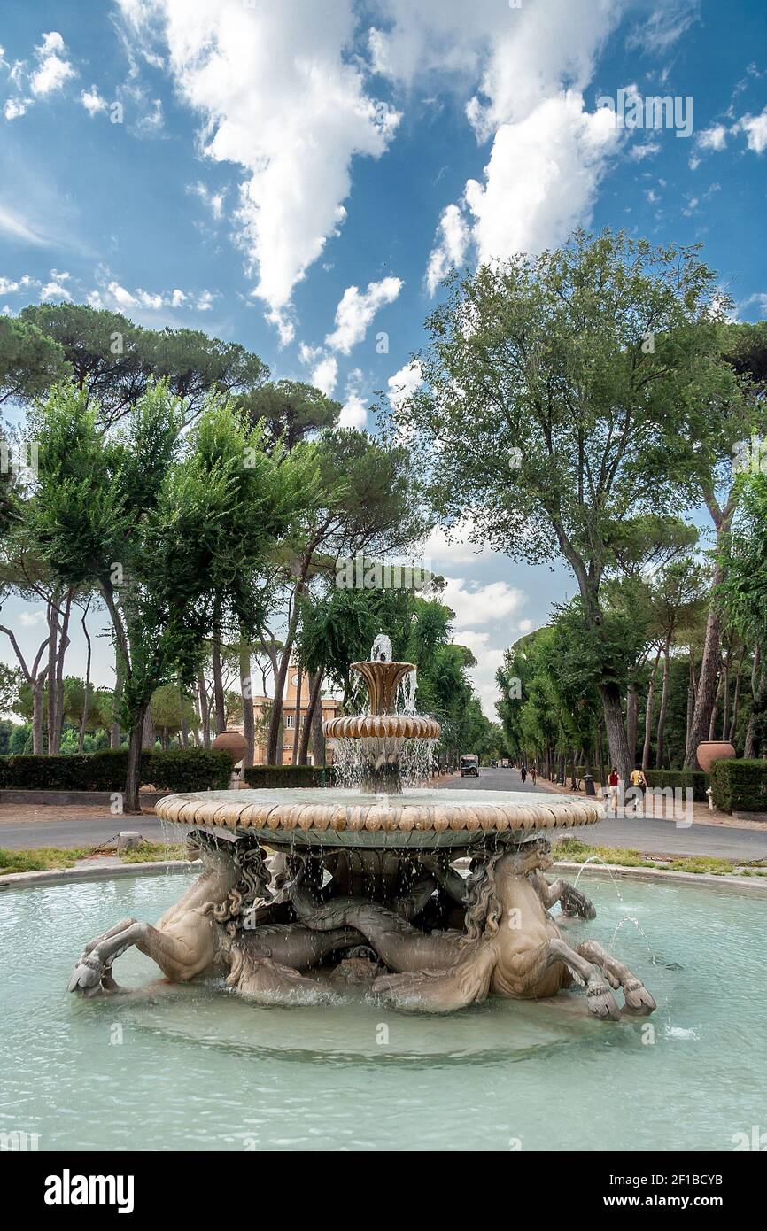 Fountain of the Sea horses in the Villa Borghese, Villa Borghese built ...