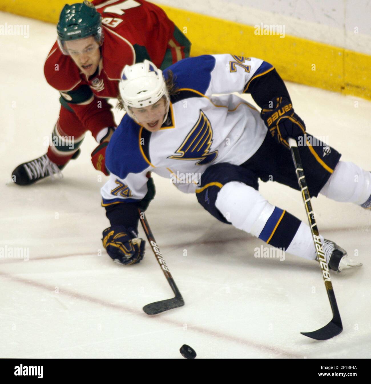 St. Louis Blues T.J. Oshie stretches before a pre-season game against the  Colorado Avalanche at the Scottrade Center in St. Louis on September 21,  2010. UPI/Bill Greenblatt Stock Photo - Alamy