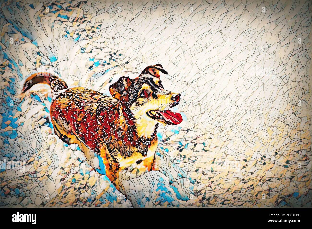Dog in mountain winter landscape. Profile portrait Stock Photo - Alamy