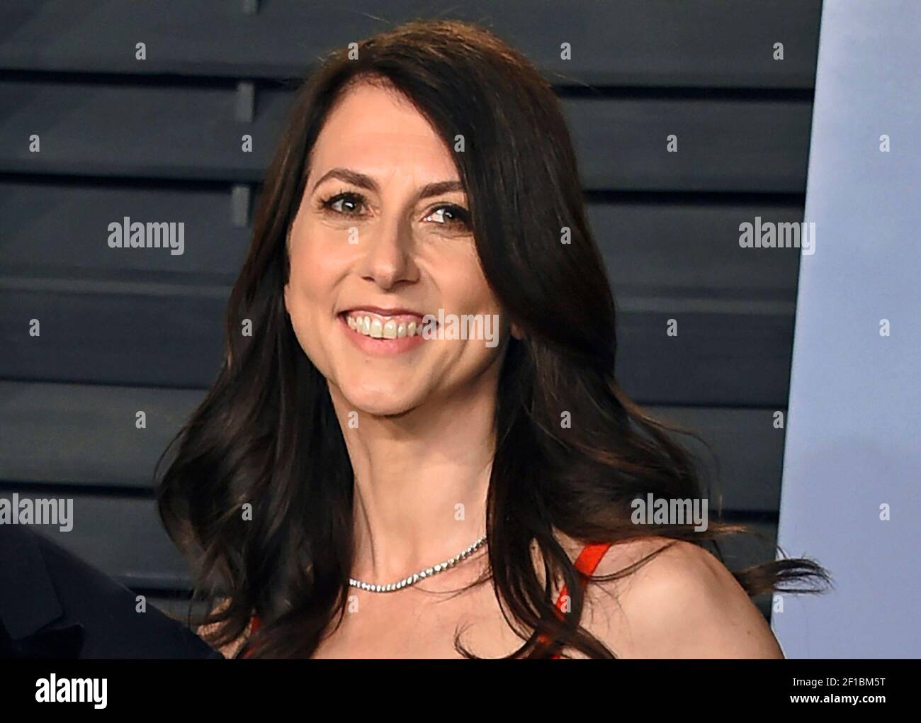 FILE - In this March 4, 2018, file photo, then-MacKenzie Bezos arrives at the Vanity Fair Oscar Party in Beverly Hills, Calif. Scott, philanthropist, author and former wife of Amazon founder Jeff Bezos, has married a Seattle science teacher. Dan Jewett wrote in a letter to the website of the nonprofit organization the Giving Pledge, on Saturday, March 6, 2021, that he was grateful to be able to marry such a generous person and was ready to help her give away her wealth to help others. (Photo by Evan Agostini/Invision/AP, File) Stock Photo