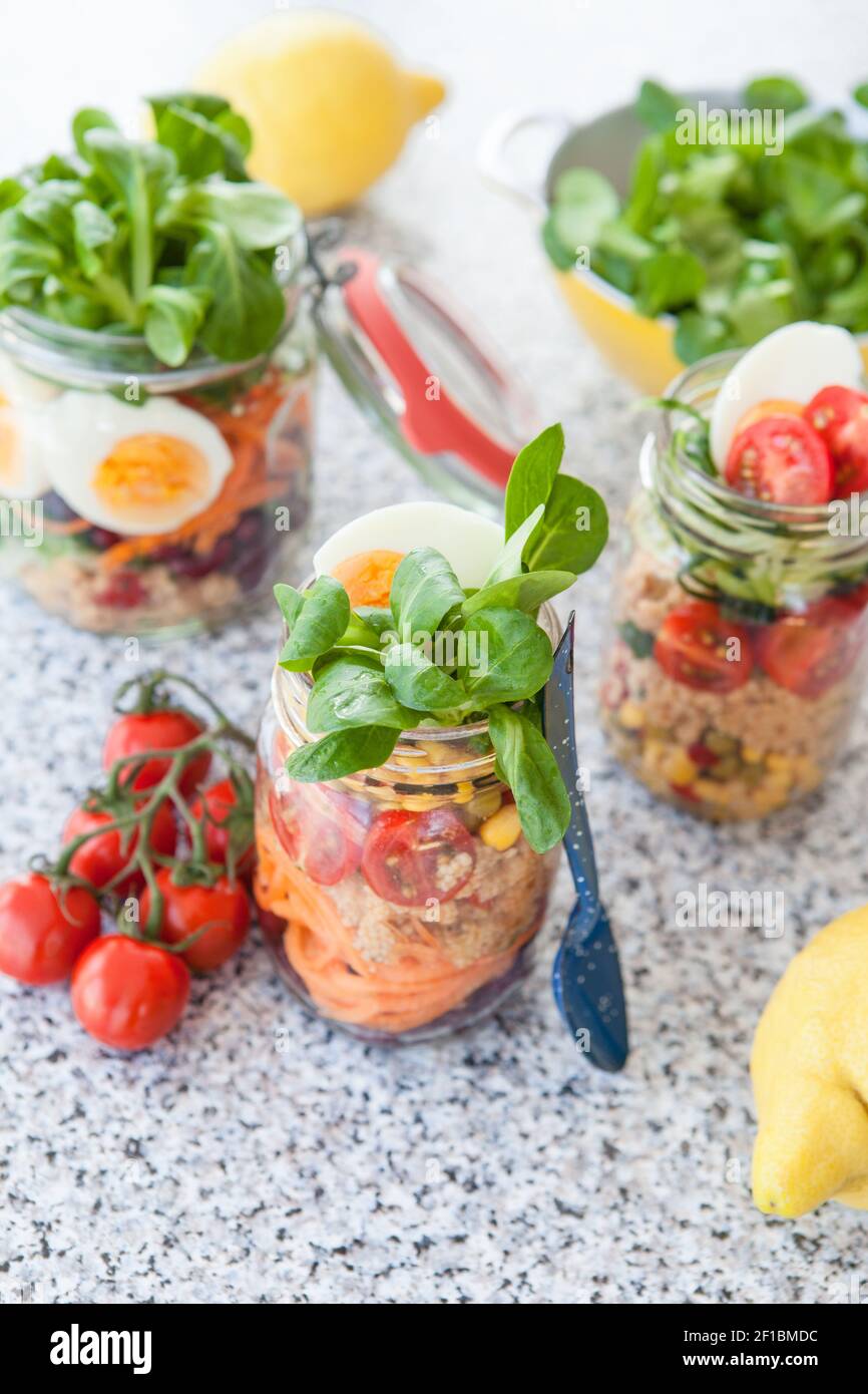 Layered lettuce in preserving jar Stock Photo Alamy