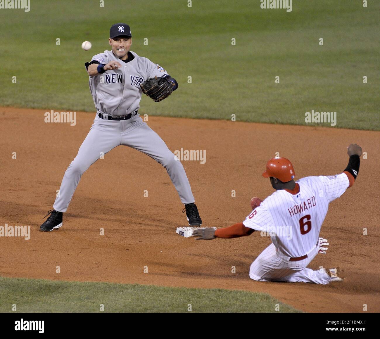 New York Yankees Derek Jeter forces out Philadelphia Phillies Ryan