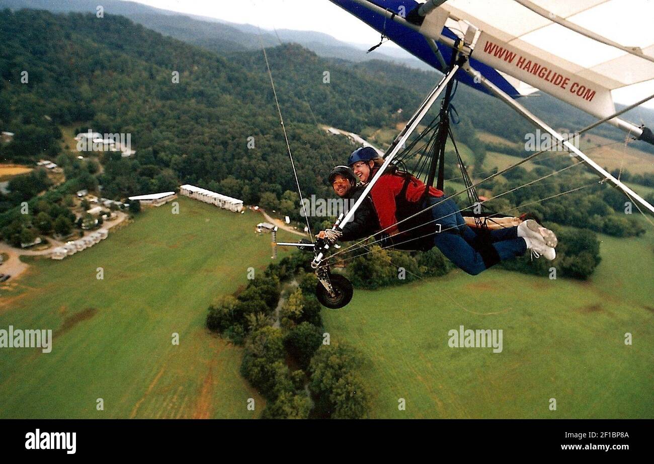 The hang glider looks much like an oversized kite as Mary Ann Anderson
