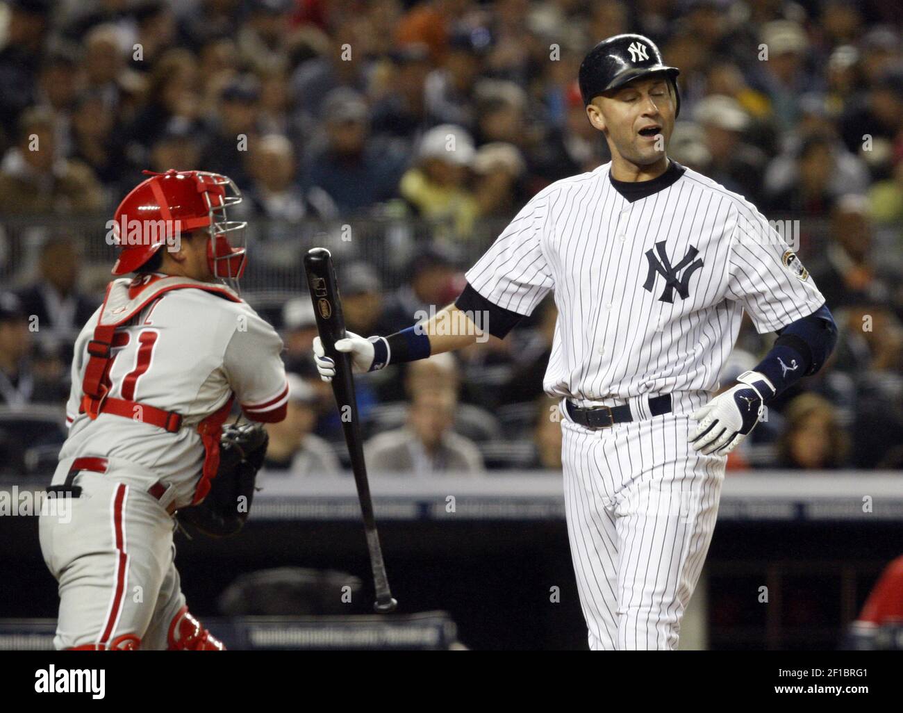 Derek Jeter #2 of the New York Yankees at bat during the game against the Boston  Red Sox at Yankee Stadium on August 6, 2009 Stock Photo - Alamy