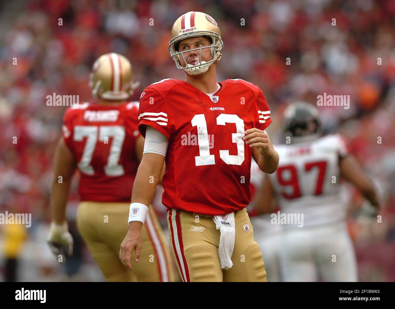 October 11, 2009; San Francisco, CA, USA; San Francisco 49ers quarterback  Shaun Hill (13) in the third quarter against the Atlanta Falcons at  Candlestick Park. Atlanta won 45-10 Stock Photo - Alamy