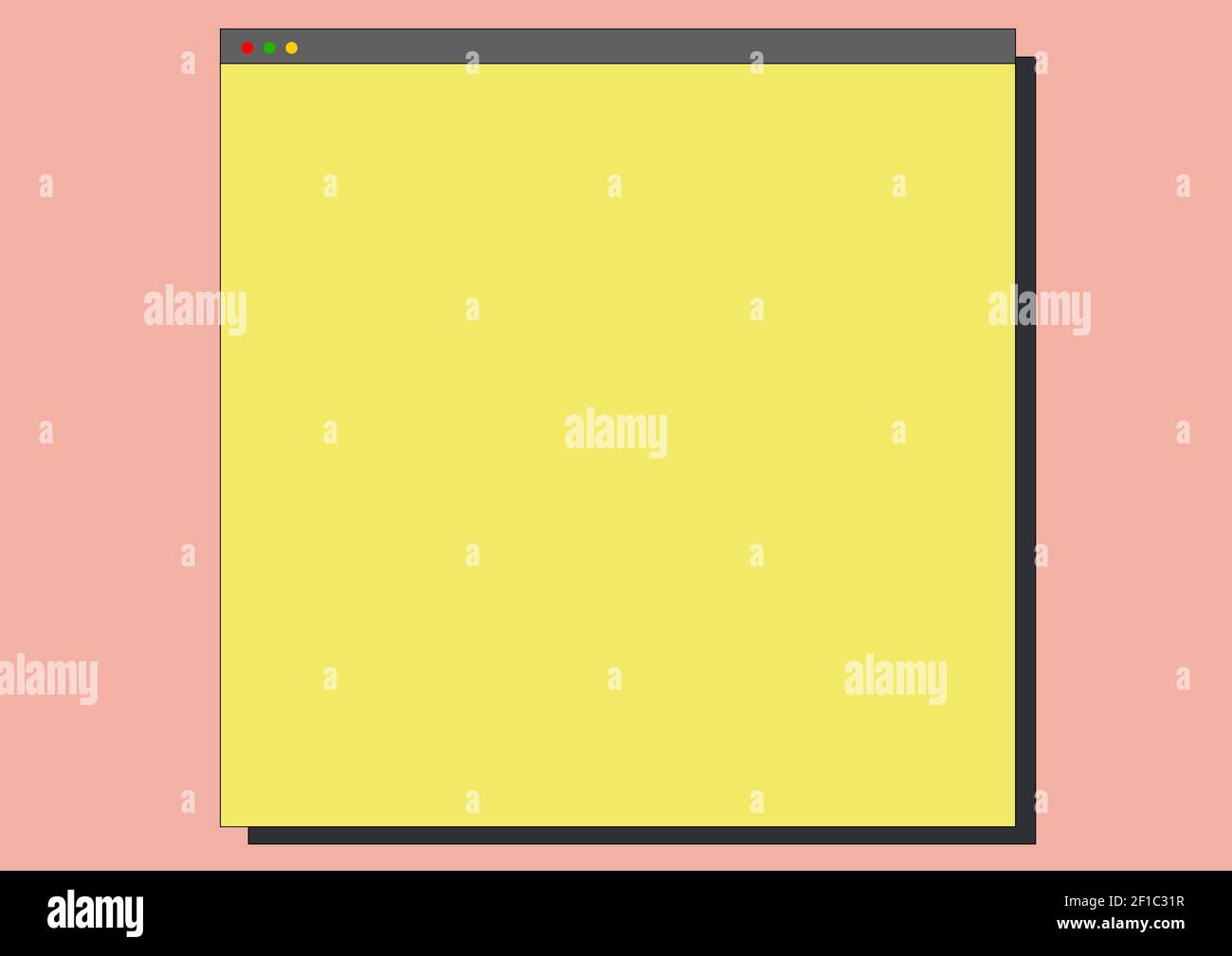 Computer window with copy space on yellow screen with pink background