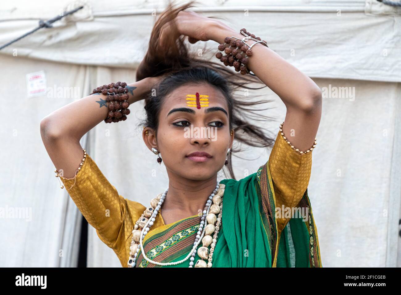 portrait of transgender at kumbh mela.kumbh is the largest congregation on earth. Stock Photo