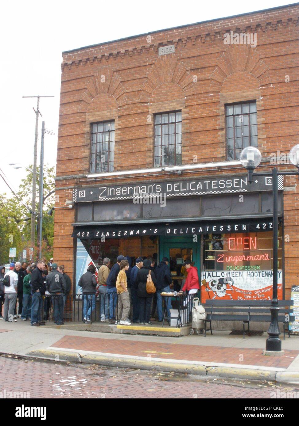 The Saturday afternoon sandwich line forms outside Zingerman's