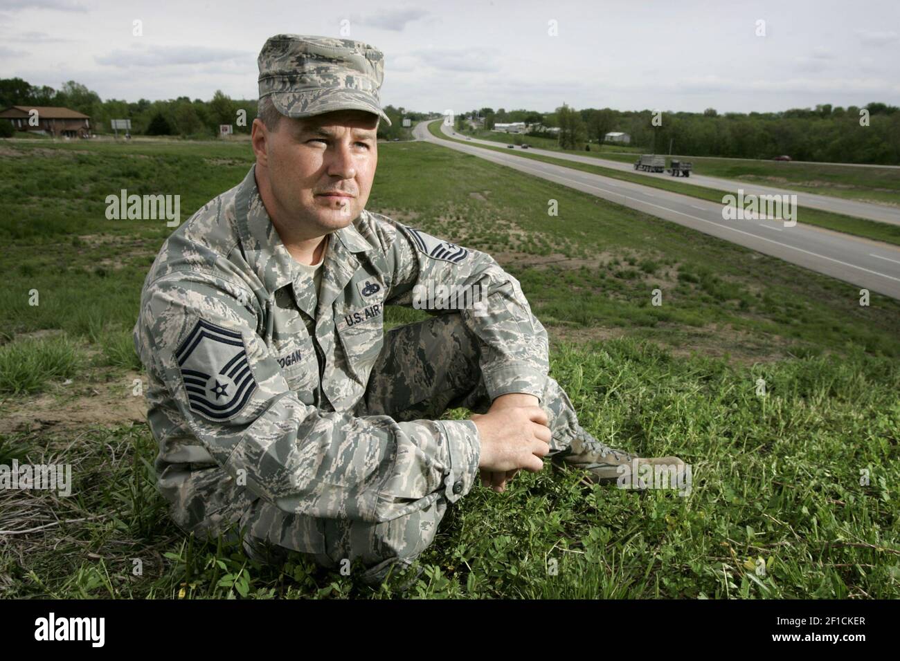 U.S. Air Force Reserve Senior M. Sgt. Russell Hogan of Otterville, Missouri, drove a semi