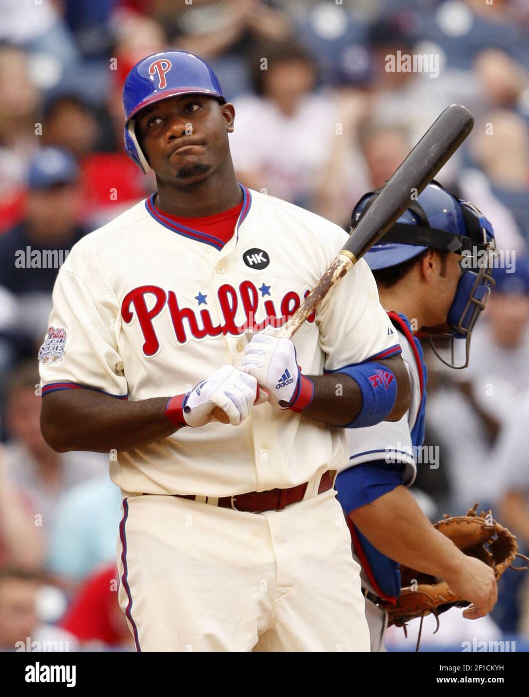 Philadelphia Phillies Ryan Howard strikes out to end the game against the  Los Angeles Dodgers in the 10th inning on Thursday, May 14, 2009, at  Citizens Bank Park in Philadelphia, Pennsylvania. The