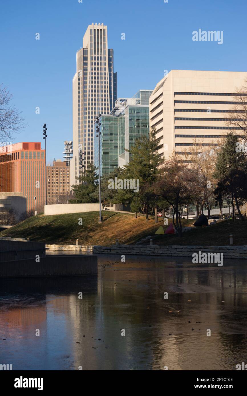 Omaha Nebraska Downtown City Skyline Missouri River Stock Photo Alamy