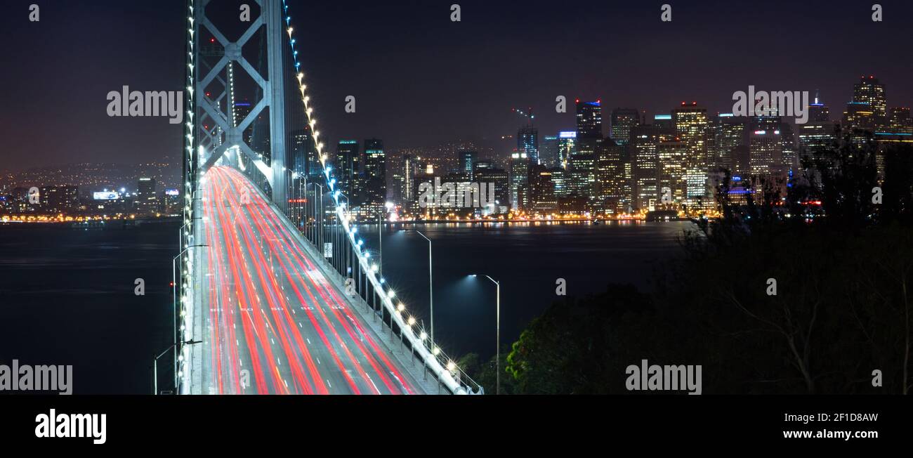 Bay Bridge Rush Hour Traffic San Francisco Transportation Stock Photo